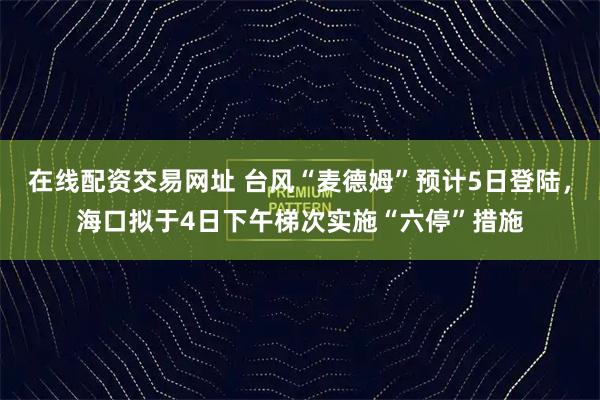 在线配资交易网址 台风“麦德姆”预计5日登陆，海口拟于4日下午梯次实施“六停”措施